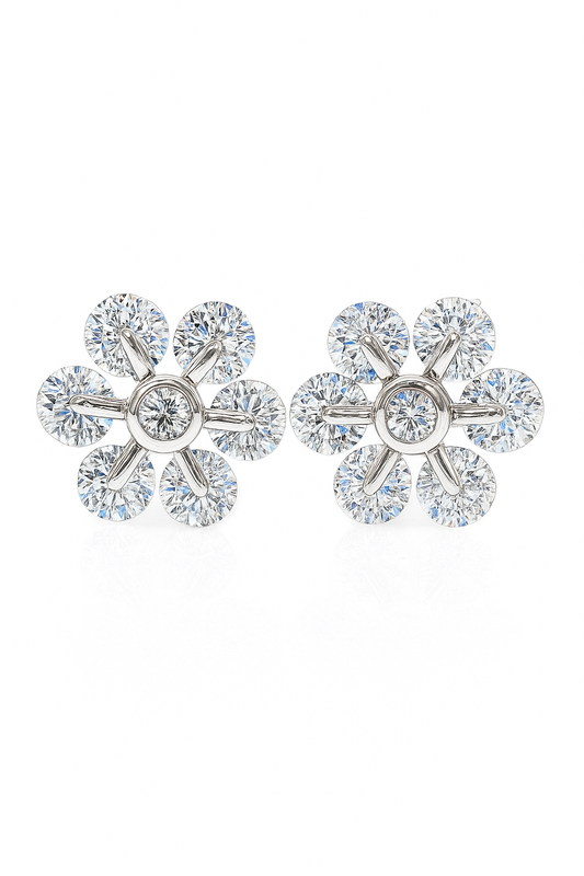 Daisy Flower Stud Earrings for Women | Sparkling CZ Floral Design
