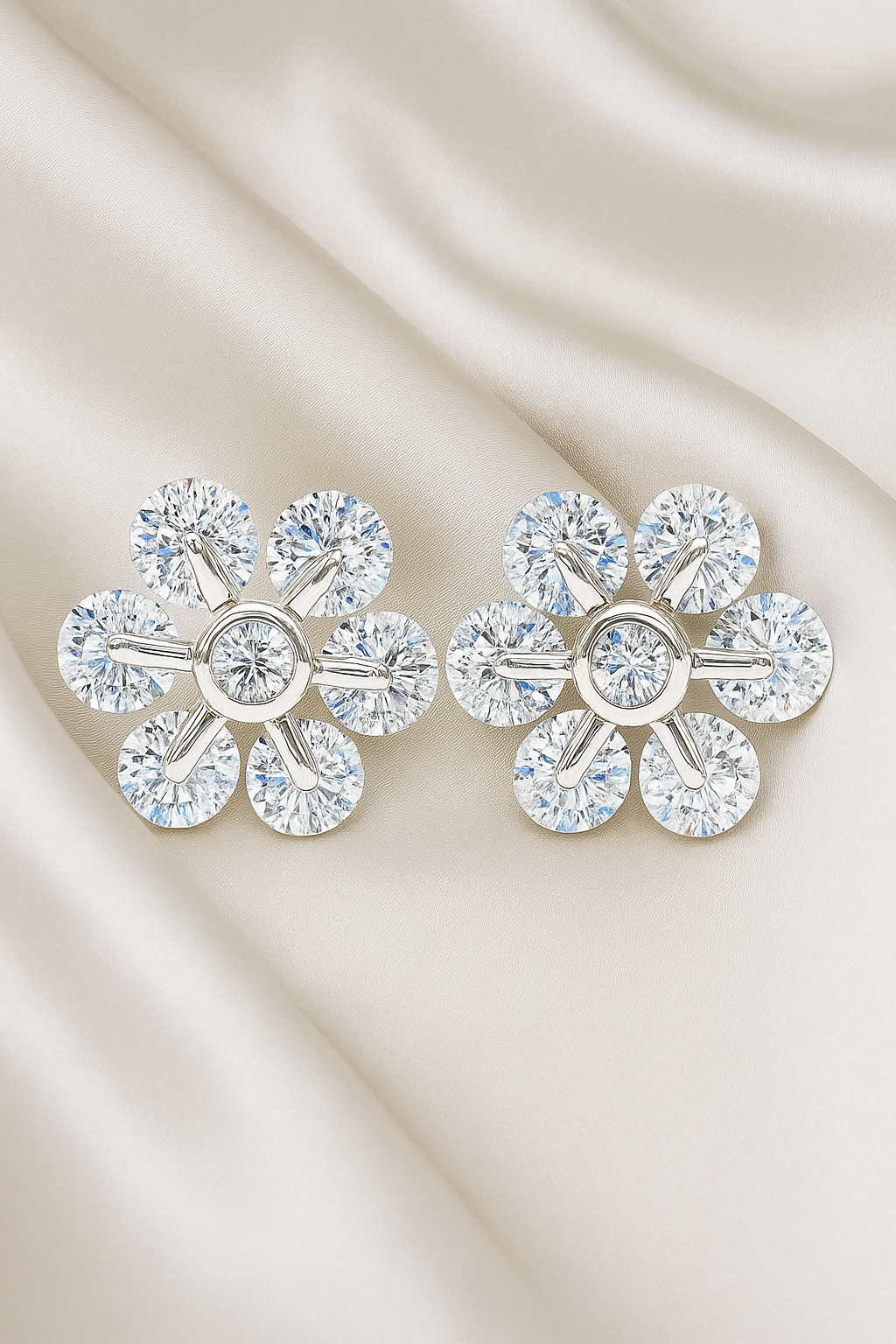 Daisy Flower Stud Earrings for Women | Sparkling CZ Floral Design