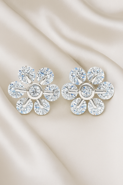 Daisy Flower Stud Earrings for Women | Sparkling CZ Floral Design