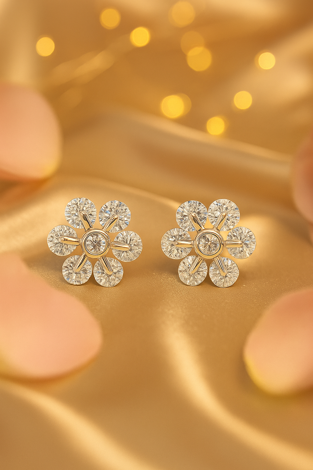 Daisy Flower Stud Earrings for Women | Sparkling CZ Floral Design