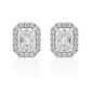 925 Silver Classic Emerald Cut Zircon Halo Stud Earrings for Women