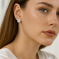 925 Silver Classic Emerald Cut Zircon Halo Stud Earrings for Women
