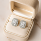 925 Silver Classic Emerald Cut Zircon Halo Stud Earrings for Women