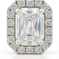 925 Silver Classic Emerald Cut Zircon Halo Stud Earrings for Women