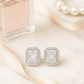 925 Silver Classic Emerald Cut Zircon Halo Stud Earrings for Women
