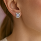 925 Silver Classic Emerald Cut Zircon Halo Stud Earrings for Women