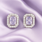 925 Silver Classic Emerald Cut Zircon Halo Stud Earrings for Women