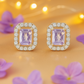 925 Silver Classic Emerald Cut Zircon Halo Stud Earrings for Women