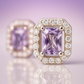 925 Silver Classic Emerald Cut Zircon Halo Stud Earrings for Women