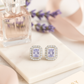 925 Silver Classic Emerald Cut Zircon Halo Stud Earrings for Women