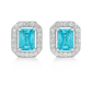 925 Silver Classic Emerald Cut Zircon Halo Stud Earrings for Women
