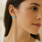 925 Silver Classic Emerald Cut Zircon Halo Stud Earrings for Women