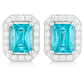 925 Silver Classic Emerald Cut Zircon Halo Stud Earrings for Women