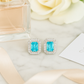 925 Silver Classic Emerald Cut Zircon Halo Stud Earrings for Women