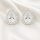 Elegant Teardrop Zircon Halo Stud Earrings for Women
