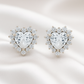 925 Silver Heart Shaped Zircon Halo Stud Earrings for Women