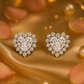 925 Silver Heart Shaped Zircon Halo Stud Earrings for Women