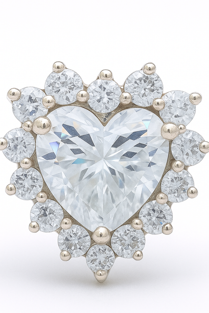 925 Silver Heart Shaped Zircon Halo Stud Earrings for Women