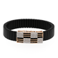 Men’s Black Elastic Bracelet with Geometric Rose Gold & Zircon Detailing