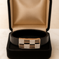 Men’s Black Elastic Bracelet with Geometric Rose Gold & Zircon Detailing