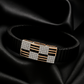 Men’s Black Elastic Bracelet with Geometric Rose Gold & Zircon Detailing