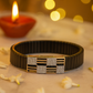 Men’s Black Elastic Bracelet with Geometric Rose Gold & Zircon Detailing