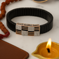 Men’s Black Elastic Bracelet with Geometric Rose Gold & Zircon Detailing