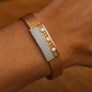 Rose Gold Stretch Men’s Bracelet with Triple CZ Accents & Micro-Pavé Plate
