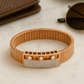 Rose Gold Stretch Men’s Bracelet with Triple CZ Accents & Micro-Pavé Plate