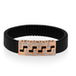 Black Rose Gold Men’s Bracelet with Greek Key CZ Pattern & Stretch Design