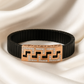 Black Rose Gold Men’s Bracelet with Greek Key CZ Pattern & Stretch Design