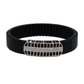 Black Silver Men’s Bracelet with Open Grid CZ Plate & Stretch Design