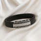 Black Silver Men’s Bracelet with Open Grid CZ Plate & Stretch Design