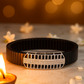 Black Silver Men’s Bracelet with Open Grid CZ Plate & Stretch Design