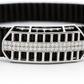 Black Silver Men’s Bracelet with Open Grid CZ Plate & Stretch Design