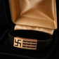 Black Rose Gold Men’s Bracelet with Swastik Plate & CZ Strip Design