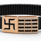 Black Rose Gold Men’s Bracelet with Swastik Plate & CZ Strip Design