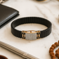 Black Rose Gold Men’s Bracelet with Double Side CZ Plate & Icon Frame