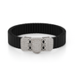 Black Silver Men’s Bracelet with Triple CZ Plate & Diamond Cut Frame