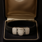 Black Silver Men’s Bracelet with Triple CZ Plate & Diamond Cut Frame