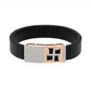 Black Rose Gold Men’s Bracelet with Swastik Plate & CZ Pavé Panel