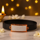 Black Rose Gold Men’s Bracelet with Full CZ Pavé Plate & Icon Ends