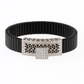 Black Silver Men’s Bracelet with Greek Key Plate & Center CZ Block