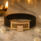 Black Silver Men’s Bracelet with Greek Key Plate & Center CZ Block