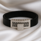 Black Silver Men’s Bracelet with Greek Key Plate & Center CZ Block