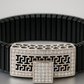 Black Silver Men’s Bracelet with Greek Key Plate & Center CZ Block