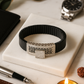 Black Silver Men’s Bracelet with Greek Key Plate & Center CZ Block
