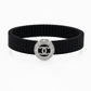 Black Silver Men’s Bracelet with Circle Emblem & CZ Accent Design