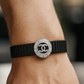 Black Silver Men’s Bracelet with Circle Emblem & CZ Accent Design