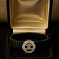 Black Silver Men’s Bracelet with Circle Emblem & CZ Accent Design
